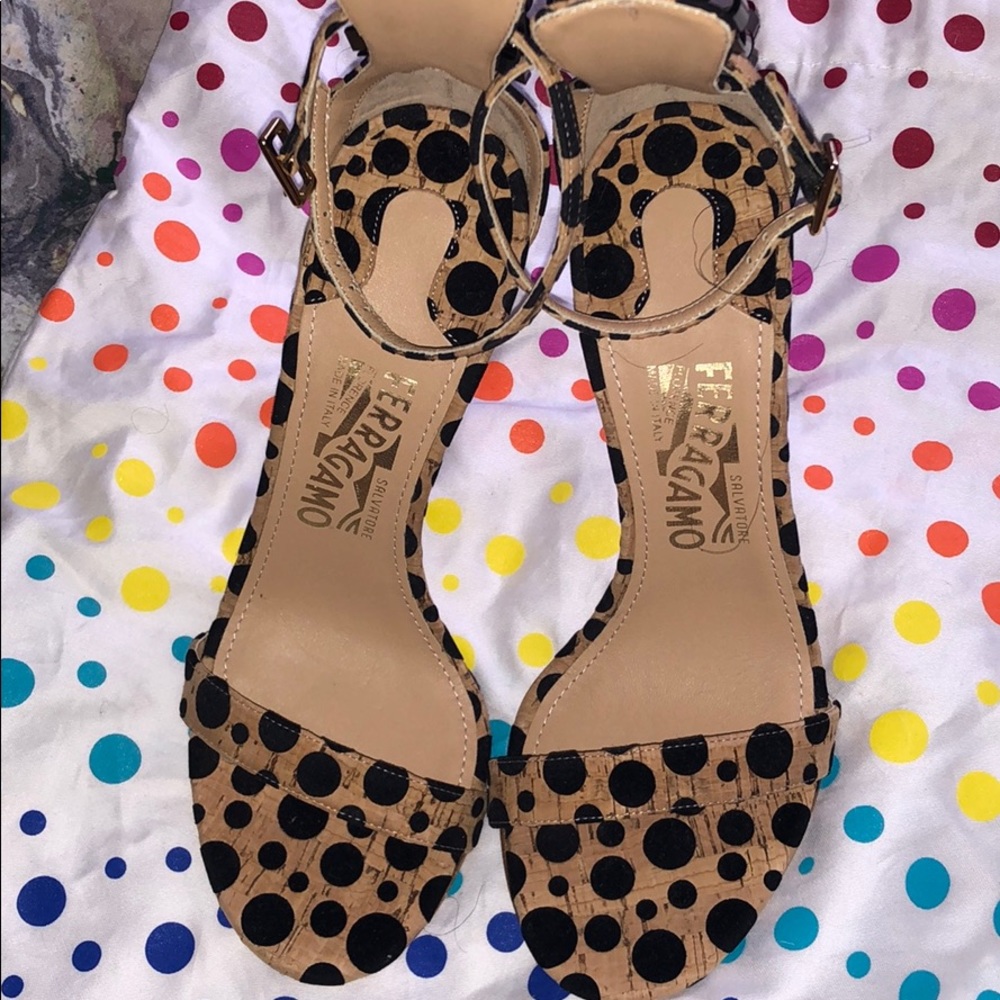 Salvatore Ferragamo Angie Spot Print Sandals